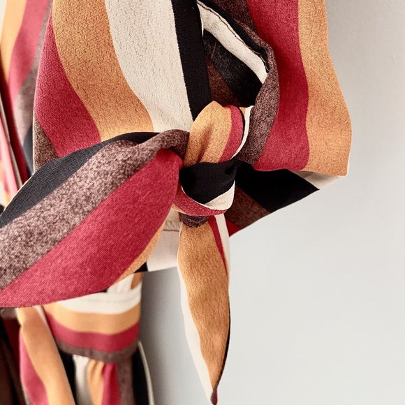 Mango Striped Midi Dress - Red, Brown, Cream - Picture 3 of 7